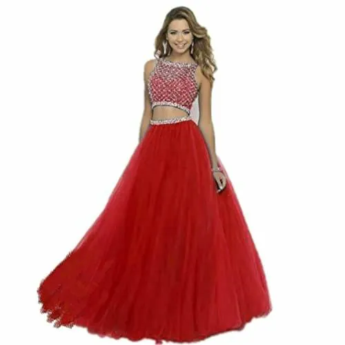 TILISM Women and Girls Red Long Tulle Net Skirt with Cane Inside Stiched - XS