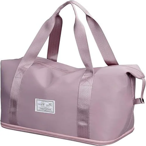 KEETLY Large Capacity Folding Travel Bag Lightweight Waterproof Carry Luggage Bag Travel Duffle Handbags Travelling Bag for Women and Men (Dark Pink)