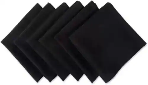 SHIVAAY King Size 22x22 Plain Black Hanky 100% Pure Cotton Hankie for Men Handkerchiefs [Black] Handkerchief (Pack of 6)