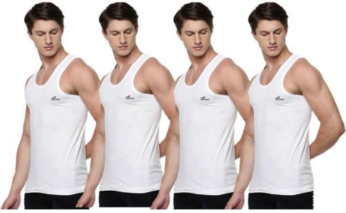 Renox Men Solid Cotton Pack Of 4 Undershirt (75)_XS