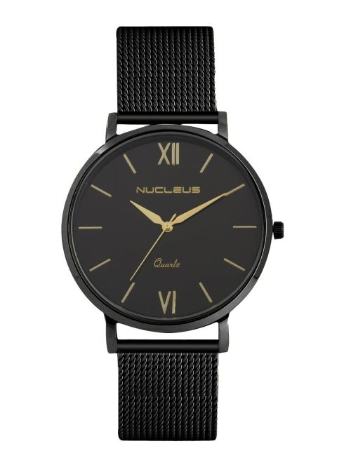 Nucleus Analog Black Dial With Black Strap Watch For Men and Women NSSBKBKBK