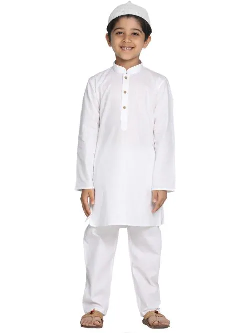 VASTRAMAY Boys' White Kurta Pyjama Set