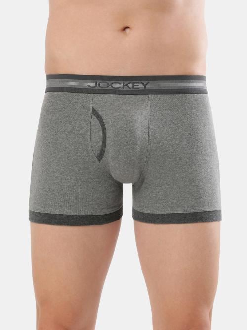 Jockey 1017 Men's Mid Grey & Charcoal Solid Cotton Boxer Briefs