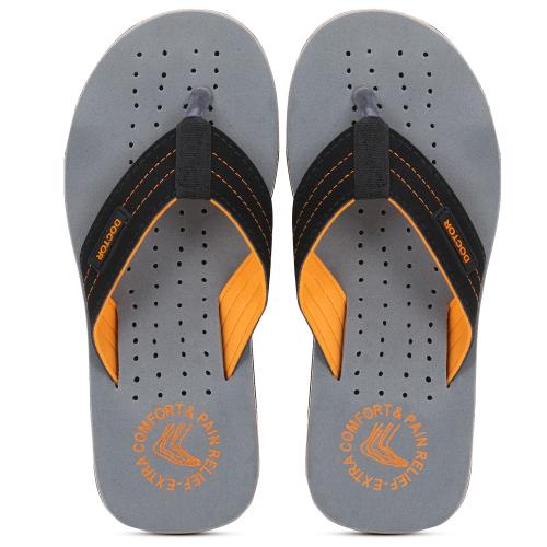 DOCTOR EXTRA SOFT Grey House Slipper for Men's Ortho Care Orthopaedic and Diabetic Mcr Comfortable Super Fit Doctor Daily Use Slipper Dr Flip-Flop Stylish Slides for Boy's and Gent's OR-D-28