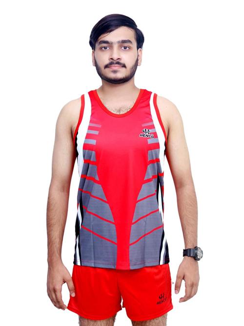 Henco Red Unisex Sublimation Athletic Sando & Shorts