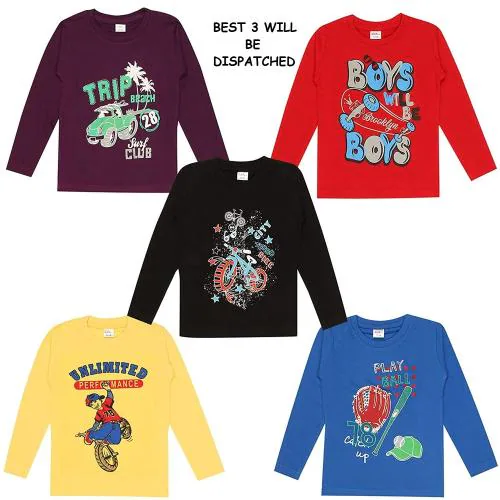 Boy's Full Sleeve Cotton T-Shirt (1-8yrs)_3pcs Combo