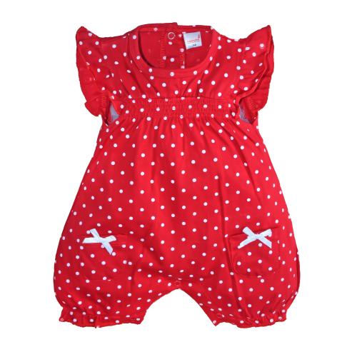 Happykid Cute & Stylish Cotton Romper Suit for Baby Girls with Pocket Design (Red, 3-6 Months)
