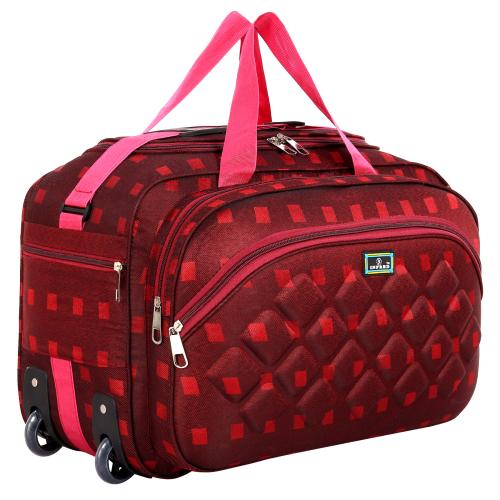 INFRED Epochbox Polyester 55 litres Waterproof Strolley Duffle Bag- 2 Wheels - Luggage Bag (Red)