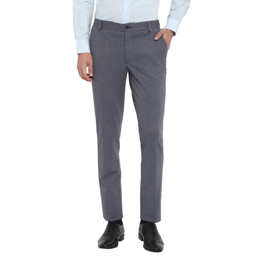 RED CHIEF TOP BRASS Slim Fit Viscose Lycra Polyester Blue/Grey Stripper Formal Trouser for Men