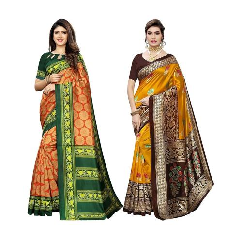 Grubstaker Art Silk Saree Combo of 2 Saree