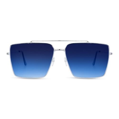 REYDA Unisex Rectangular Aviator Sunglasses with Premium Glass Lenses & Metal Frame-Blue
