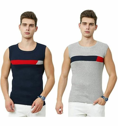 Metro Stitch Men Multicolor Solid Pack Of 2 Vest (Xs)