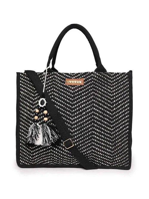 ASTRID Box Tote Bag: Dual Compartment Handbag for Stylish Women in Black Colour