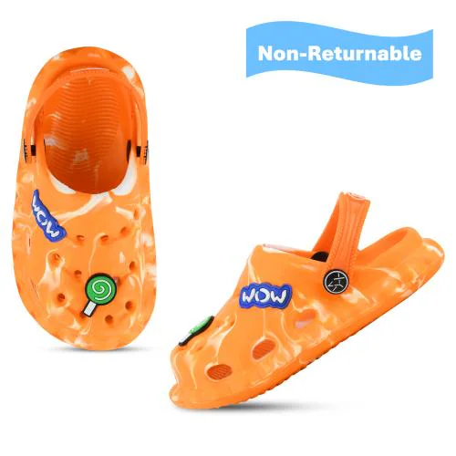 SMARTOTS Kids Stylish Dailywear Comfortable, Lightweight, Anti-Skid Anti-Slip Casual Orange Clogs/Sandal with Adjustable Sling Back Closure, Size-12C