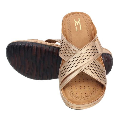XE Looks Doctor Sole Laser Cut Cross Strap Sandals For Women