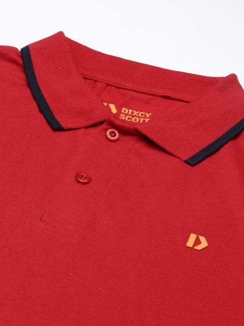 Dixcy Scott Originals Men's White Solid Cotton Blend Polo T-shirt