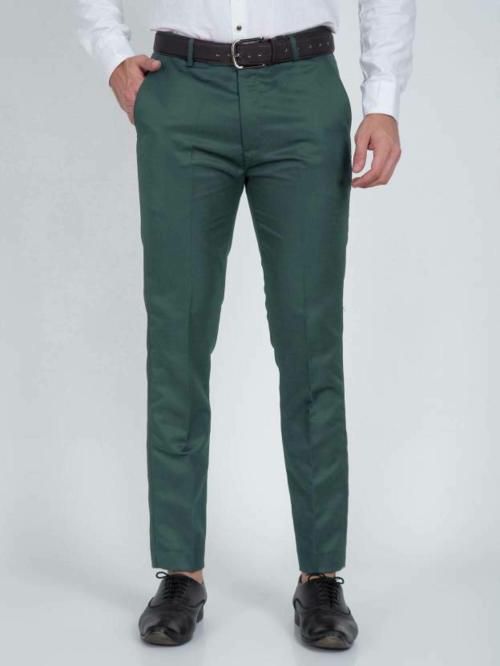 CYPHUS Men Regular Fit Light Green Cotton Blend Trousers