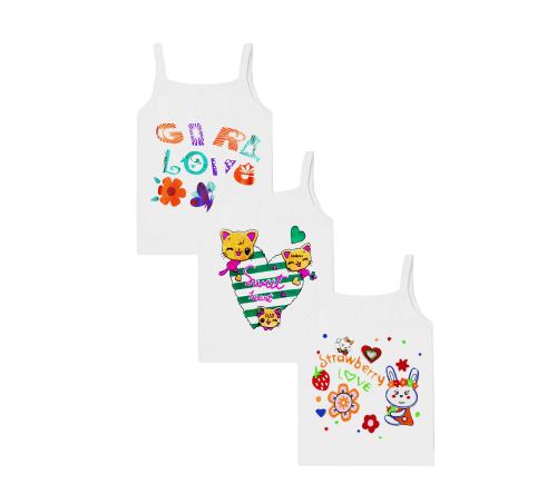 Akido White Junior Regular Fit Cotton Printed Sleevless Slips/Vest/Sando Innerwear/Camisoles for Kids/Girls Pack of 3