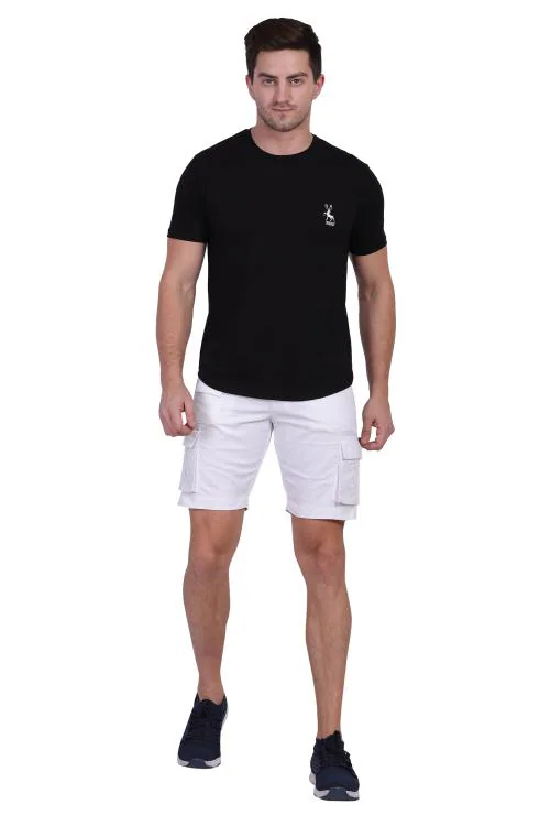 Buy Clothink India Men White Solid Cotton Blend Cargo Shorts