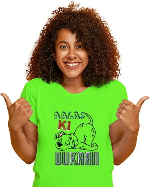 Estaban Women Light Green Aalas Ki Dukan Graphic Print Polyester T-Shirt