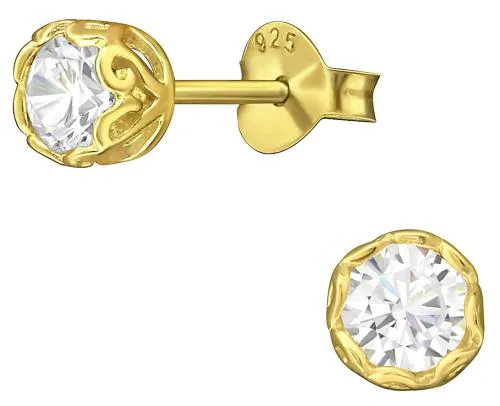 Via Mazzini 925 Gold Plating Sterling Silver Stud Earrings For Womens (Pack Of 1 pair)