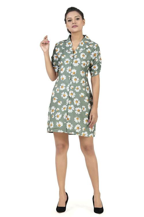 Nothing Usual Women Grey Floral Mini Dress (S) JioMart