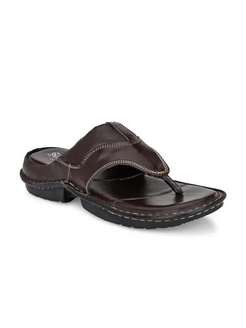 SHENCES Men's Brown Genuine Leather Casual Sandals