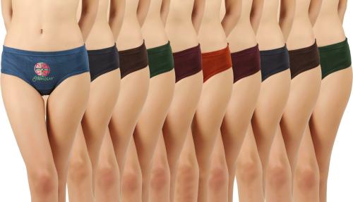 Vaishma Women Multicolor Solid Cotton Blend Pack of 10 Panties