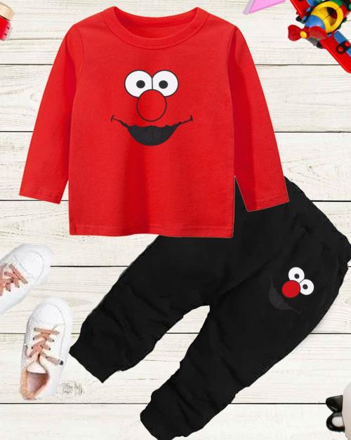 Gudpig Boys Cotton printed Red Joker T-shirt And Pant(Pack of 1)