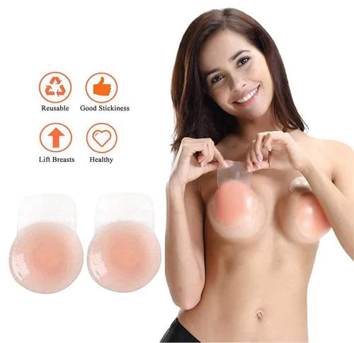 Push Up For Self Adhesive Silicone Strapless Invisible Bra Pads(SKIN,PACK OF 1)