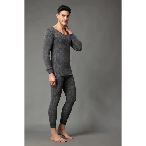 Wearslim Winter Wear Thermal Upper Vest and Bottom Lower Warmer Combo for Men Long Johns Underwear Set Color - Dark Grey (Size - XL)
