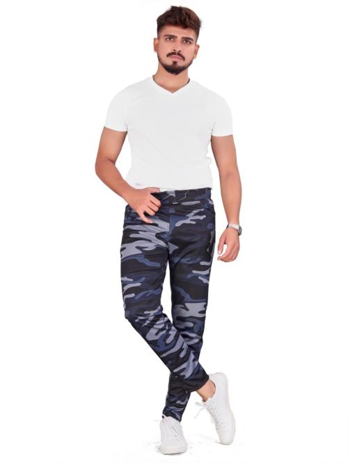 Alvino Men's Camouflage Regular Fit Track Pant Blue XXXL