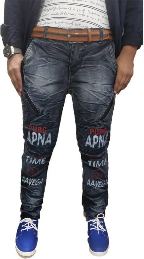 Tracknjeans Men Black Printed Cotton Blend Jeans
