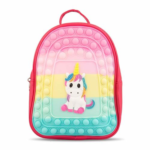 SAEKOS Pop It Casual Backpack Synthetic & Silicon Casual Backpack for Kids, Waterproof Fabric Pop Fidget Stress Relief Toy Cute Unicorn Backpack, Daypack Rainbow Backbag Schoolbags for Girls Kids (Multi-Colour)