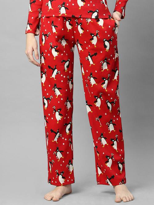 Rigo Women Red Printed Pyjama With Side Pocket
