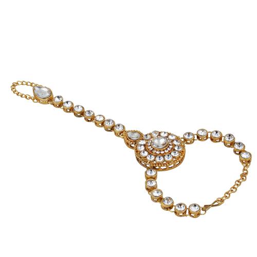 Lucky Jewellery Elegant White Color Gold Plated Finger Ring Bracelet