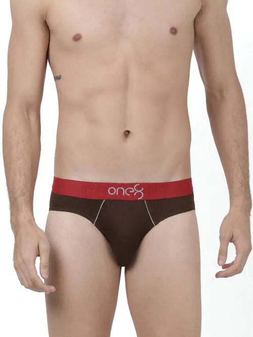 One8 by Virat Kohli - Men Brown Super Combed Cotton Low Rise Brief- Single Pack