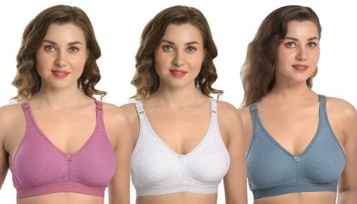 MiEstilo Seamless Cotton Blend Non-Padded T-Shirt Bra for Women (Multicolor, Pack of 3)
