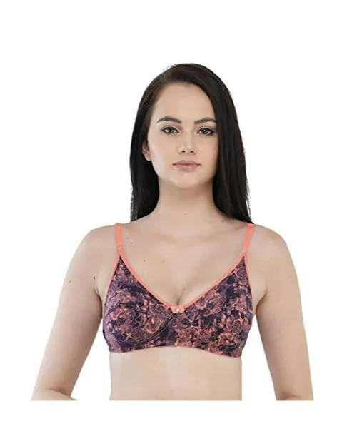 FEMULA Orange Floral Hosiery Cotton Bra - 30