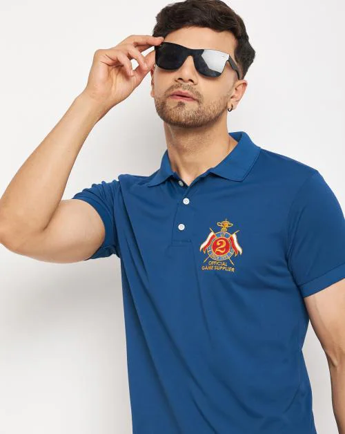URBAN TAILOR Men's Cotton Blend Half Sleeves Solid Polo T-shirt Has Chest Embroidery
