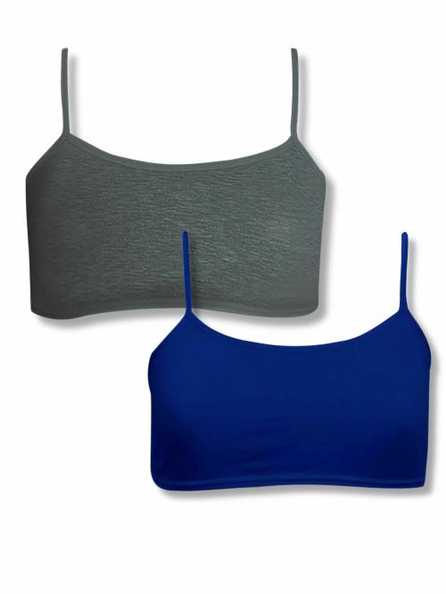 Dchica Girls Thin Strap Single Layered Starter Bra | Pack of 2 Maroon & Dark Grey Bra