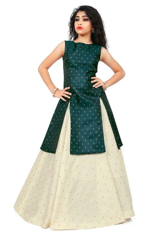 FELIZ THE DESIGNER STUDIO Girls Green Modern Indo Western Dress
