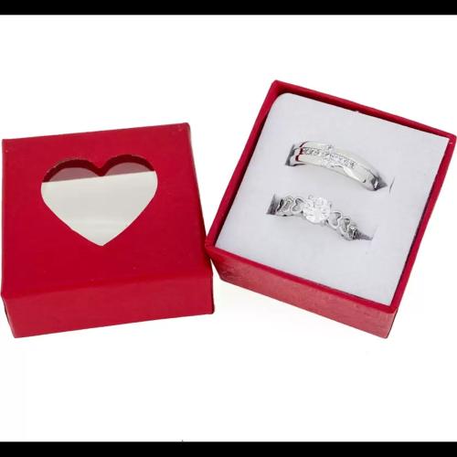 PR PRINTS King Queen Adjustable Valentine Gifts Heart Couple Ring for Girls and Boys Valentine Day Propose ring for lovers Stainless Steel Zircon Sterling Silver Plated Ring Set