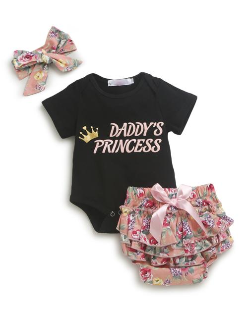 Hopscotch Baby Girls Cotton All-Over Print T-shirt And Shorts Set In Black Colour For Ages 3-6 Months (GOE-1975642)