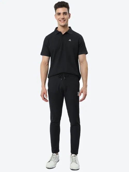 CLANS & HANS Men's Polyester Regular fit Trackpants with Zippers Pockets_Black_S