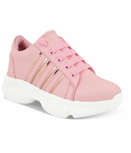 Longwalk Pink Lace-up Lightweight Comfortable Walking Sneaker Casual Shoes for Women