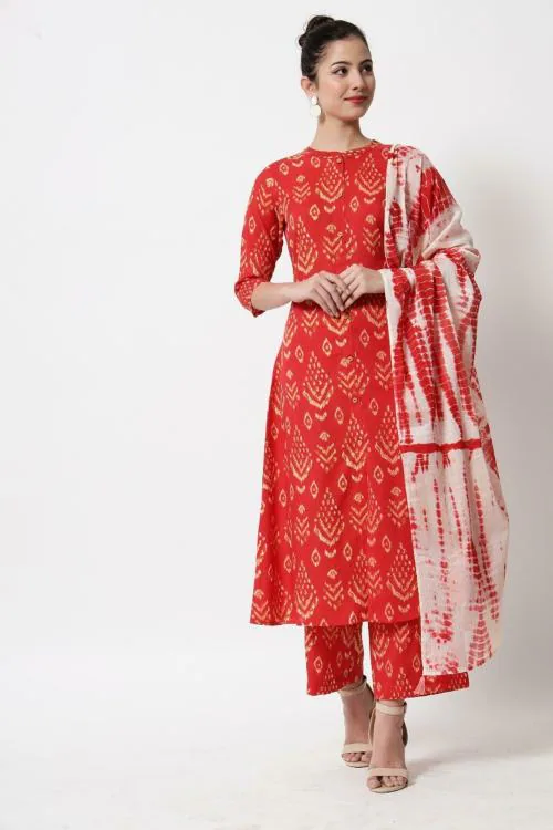 The Fab Factory Women Floral Viscose Blend Single Kurta Pyjama With Dupatta Sets-