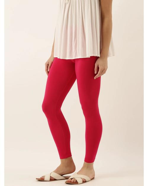 ZEBU Ankle Length Royal Pink Womens Casual Single Leggings