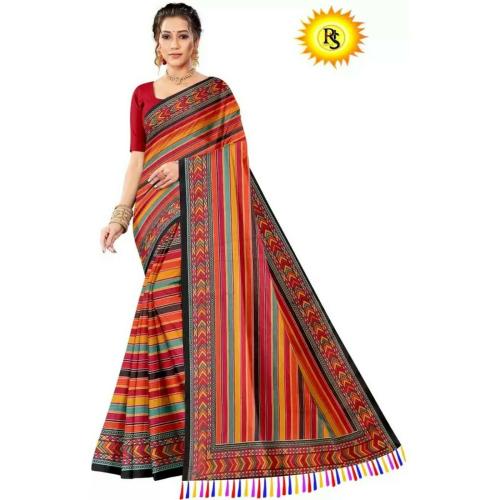 HIRISHA Printed Leheria Chiffon Saree (Red)