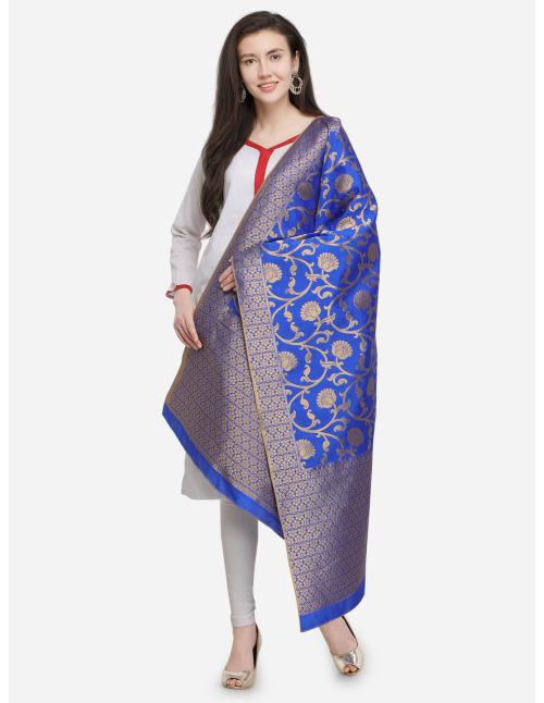 Royal Blue Banarasi Silk Women's Dupatta